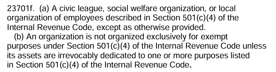 California Revenue and Taxation Code section 23701f text